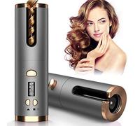 Cordless Hair Curler, Automatic Curling Iron Cordless Curling Tongs 5000mAh USB Rechargeable Negative Ion Protection 6 Adjustable Temperature & Timer PTC Ceramic Hair Curling Anti-Tangle for All Hair