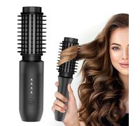 Cordless Hair Curling Iron Brush for Long Hair - Rechargeable Hair Styler Hot Curler Brush for Salon-Worthy Waves Curls and Volume, 4 Temperature Travel Friendly for All Hair Types (Black)