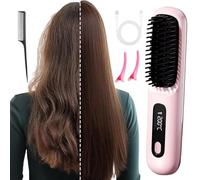 Cordless Hair Straightener,Bellabrush Pro Brush,Heated Hair Brush,Lonic Cordless Portable Hair Straightener Comb for All Hair Types (Pink)