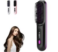 Cordless Hair Straightener Brush,2025 Heated Brush for Short Hair,USB Charging, 3 Heat Settings & LED Screen, for Travel and Frizz-Free Styling