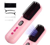 Cordless Hair Straightener Brush 30s Fast Heating Portable Hot Comb for Travel,40 Million Negative Ions Smoother 9600mAh USB Rechargeable Straightening Comb (with Airplane Mode Plug)