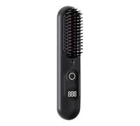 Cordless Hair Straightener Brush - Ceramic Heated Comb | Smooth & Frizz Free Style, LED Temperature Display, Fast Heating, USB Rechargeable, for Women, Home, Travel, Salon