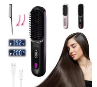 Cordless Hair Straightener Brush Go Pro | USB Mini Charging | 160-200 ° C Temperature Adjustment | Suitable for Long and Short Curly Hair Wigs | Portable Travel Design | Black
