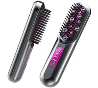 Cordless Hair Straightener Brush, HOMELYLIFE 5000mAh Portable Heated Straightening Comb for Travel, Mini Negative Ion Hair Straightener Brush USB Rechargeable for Women, Beard Straightener for Men