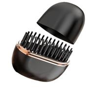 Cordless Hair Straightener Brush - Portable Fast Heating 25W Ionic Comb, Foldable Anti Scald Ceramic Flat Iron, Mini Electric Styling Tool | for Holiday Vacations with Global Voltage Compatibility