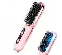 Cordless Hair Straightener Brush, Portable Hair Straightener Brushs for Travel, Negative Ion 4000mAh USB Rechargeable Heated Straightening Brush Hot Comb for Women Beard Straighteners for Men