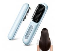 Cordless Hair Straightener Brush Portable Hot Brush for Travel with 30s Fast Heating 3 Temp Settings LED Display Ceramic Glaze Ionic Styling Tools