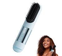 Cordless Hair Straightener Brush-Portable Mini Straightening Comb Rechargeable Battery Powered for Travel, Ionic & Ceramic Care, Cool curl Airflow Styler, 30s Fast Heating, LCD Display (Blue)