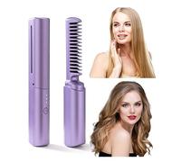 Cordless Hair Straightener for Women Girls, Portable Hair Straightening Ceramic Iron Multiple Plates Teeth Rechargeable Fast Heating Straightener Comb with U-Shaped Anti-Scald Frame (Purple)