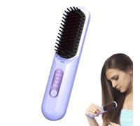 Cordless Hair Straightener - USB Hair Curler | Hair Brush Straightener, Adjustable Temperature Styling Brush For Women, Portable Hair Straightening Comb For Travel, Men’s Beard & Hair Care, Quick Heat