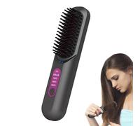Cordless Hair Straightener - USB Hair Curler | Hair Brush Straightener, Adjustable Temperature Styling Brush For Women, Portable Hair Straightening Comb For Travel, Men’s Beard & Hair Care, Quick Heat