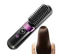 Cordless Hair Straightener with Ionic Technology Hot Mini Comb for On the Go Electric Hair Styling Battery Operated Travel Hair Straightener Black Ceramic