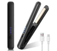 Cordless Hair Straighteners, 2 in 1 Mini Hair Straightener Rechargeable Travel Straighteners with 4 Temperature, Fast Heat Up, Portable Hair Straightener and Curler with 3000mAh Battery for Women
