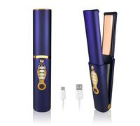 Cordless Hair Straighteners 5000 mAh Long Range Titanium Portable Flat Iron Wireless Mini Hair Straightener Curling Wand 2 in 1 Travel Straightener max. 210℃/410℉ Heats Up in Seconds