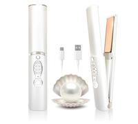 Cordless Hair Straighteners 5000 mAh Long Range Titanium Portable Flat Iron Wireless Mini Hair Straightener Curling Wand 2 in 1 Travel Straightener max. 210℃/410℉ Heats Up in Seconds