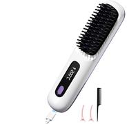 Cordless Hair Straighteners Hot Air Brush Negative Ion Hot Comb 20s Fast Heating Ceramic & Anti-Scald Design for All Hair Types USB Rechargeable (White)