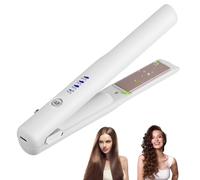 Cordless Hair Straighteners,Rechargeable Mini Hair Straightener Curler 2 in 1,Ceramic Portable Straightener Iron with 4-Level Adjust Temp,Portable Travel Wireless Hair Straightener & Curling