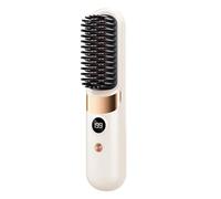 Cordless Hair Straightening and Curling Comb, 30 Seconds Fast Heating, Multiple Use Long Run Time for Travel Safe Brush