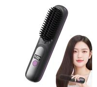 Cordless Hair Straightening Brush | Cordless Anti-Burning Comb - Small Hairdressing Brush 4 Temperatures | for Thick Long Curly Short Hair Travel Home Daily Salon Morning Appointment Work Party