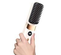 Cordless Hair Styling Brush, Rechargeable Portable with 4 Temperature Settings | Automatic Shut-Off Hair Straightener - Home Travel Apartment University Vacation Woman Family