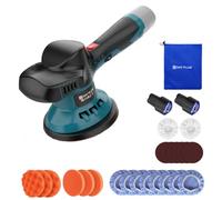 Cordless Handheld Buffer Polisher, 12V Polisher Kit with 2 PCS 2000mAh Batteries, 8 Variable Speed, Ideal for Car Sanding, Polishing, Waxing (Blue)