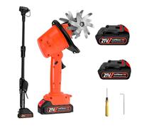Cordless Handheld Cultivator, Garden Rotavator with 10cm Tilling Depth and 10cm Tilling Width, Electric Tiller with Battery, for Farm, Yard,With1.3mExtension-2batteries