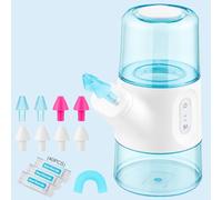 Cordless Handheld Dual-Tank Electric Nasal Irrigator, Portable Sinus Rinse Cleaner Tool with 2 Rinse Modes, Auto Sewage Collection, 800mAh Battery, IPX7 Waterproof, Pack 8 Nozzles & 40 Salt Packets