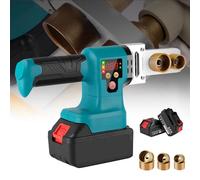 Cordless Handheld Socket Fusions Welder Kit W/ 3 Die Heads, Plastic Pipe Ironing Welder, Rechargeable Ppr Pipe Welding Machine, W/Two Quick Release Lithium Batteries
