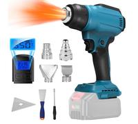 Cordless Heat Gun Compatible with Makita 18V Battery, 2 Speed Cordless Hot Air Gun with Temperature and Battery Display, 4 Nozzles and Trowel for Paint Stripping, Bending Pipes, DIY (No Battery)