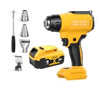 Cordless Heat Gun for Dewalt with 6000mAh Battery with 4 Nozzles, Up to 550°C, Cordless Hot Air Gun for Welding, Bending Pipes, Colour Removal