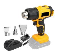 Cordless Heat Gun with Temperature Adjustment 50°C-550°C, 5 Speed Settings, Digital Display, 3 Nozzles, Long Battery Life, Overheat Protection