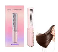Cordless Heat Styling Comb - Compact Travel Straightening Device, Anti-scald Bristles, Ceramic Plates Fast to Fight