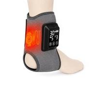 Cordless Heated Foot Ankle Pad with Massage, 4000mAh Rechargeable Heated Ankle Brace with 6 Heat Levels 6 Vibration Modes 6 Time Settings, Adjustable Portable Foot Heat Wrap for Athletes Elderly