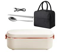 Cordless Heated Lunch Box - 36W Rechargeable Container, 900ml with Bag | Portable Food Warmer, Built-In Battery Powered, Insulated Meal Carrier, Utensil Included, Durable Material, Work Trav