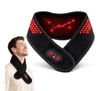 Cordless Heated Neck Massager Wrap with Vibration Massage & Red Light, ，Portable Neck Heat & Vibration Scarf with 3 Heat & 3 Vibration Levels, Soft Wearable Neck Pad for Neck, Back, Arms & Legs