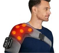 Cordless Heated Shoulder Massager Pad, Adjustable Shoulder Support Wrap with Heat Pad & Vibration Electric Massagers for Pain Relief