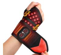 Cordless Heated Wrist Massager, Heated Wrist Support with Vibration, 3 Heats and Vibrations Modes, Red Light Heated Wrist Brace and Hand Massager, Heating Pad for Wrist, Hand, Arm, Knee, Elbow, Black