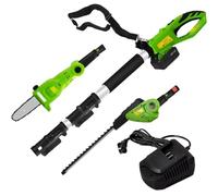 Cordless Hedge Trimmer, Electric Mini Chainsaw with 4.0 Ah Battery, Handheld Pole Saw and Tree Pruner for Garden and Home Maintenance