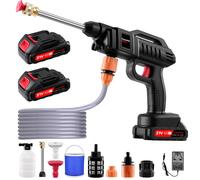 Cordless High Pressure Washer Gun, 21V Handheld Washer Kit 1500W, Battery Jet Wash with Nozzle and 5m/16.5ft tube for Car, Watering Flowers, Cleaning