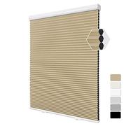 Cordless Honeycomb Blinds - 3.8cm Single Cell Blackout Shades, Thermal Insulated, Easy to Install for Home, Bedroom, Office - Khaki, 130cm W x 120cm H