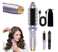 Cordless Hot Brush for Short Hair - Heated Round Brushes & Thermal Curling Iron for Women, USB Mini Hair Straightener Portable Curling Brush, Curly Straight Hair Travel Heat Styling(Purple)