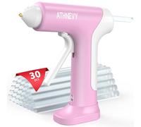 Cordless Hot Glue Gun, 10s Fast Preheat, 30PCS Mini Glue Sticks 7x100mm, 4V 20W Type-C Rechargeable, Anti-Drip, Auto-Off, for DIY Crafts, Repair, Decoration (Pink)