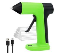 Cordless Hot Glue Gun 4V, Rapid 40s Preheat with 20 Premium Glue Sticks 2000mAh Type-C Rechargeable, DIY Crafts, Home Repairs, and Gift Making，Green
