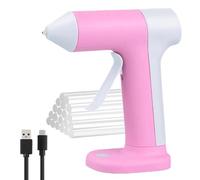 Cordless Hot Glue Gun 4V, Rapid 40s Preheat with 20 Premium Glue Sticks, 2000mAh Type-C Rechargeable, DIY Crafts, Home Repairs, and Gift Making，Pink