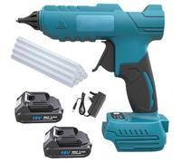 Cordless Hot Glue Gun Compatible with Makita Battery - Includes 10x11mm Glue Sticks, Drip-Free Nozzle & LED Display, for DIY Crafts & Quick Repairs (with 2X 3.0Ah Batteries)