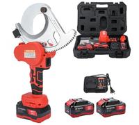 Cordless Hydraulic Cable Cutter, Electric Ratchet Tool for Copper & Aluminium, Max Cut 95mm, LED Display, 2 Batteries & Storage Case