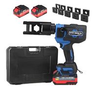 Cordless Hydraulic Cable Lug Crimping Machine, 70KN Rechargeable Terminal Cable Pliers 350° Rotatable 4-300mm² Cu/Al Terminal, 12 Dies 2PCS 18V/4Ah,CD120