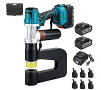 Cordless Hydraulic Hole Punch, Portable Electric Handheld Punch Tool, One-Button Start, 16-32mm Dies, Throat Depth 150mm, for Panel Boxes & On-Site Metal Work