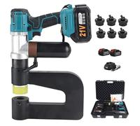 Cordless Hydraulic Hole Puncher Electric Tool, 21V with 6PCS Alloy Steel Punch & Die Set, 2 Batteries, Charger & Carrying Case for Metal Plate Punching