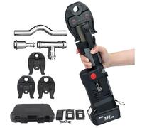 Cordless Hydraulic Pipe Crimper Kit, 18V Press Tool with 2 Batteries, 3 Jaws, Carrying Case for PEX, Copper, Stainless Steel